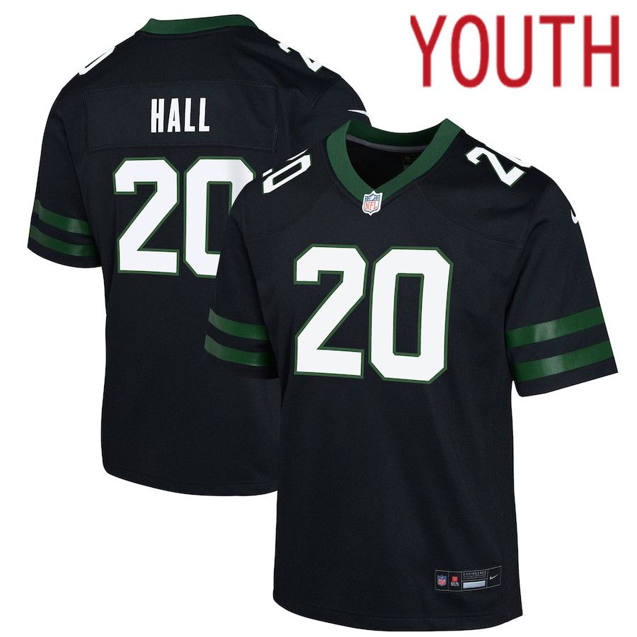 Youth New York Jets 20 Breece Hall Nike Legacy Black Alternate Game NFL Jersey